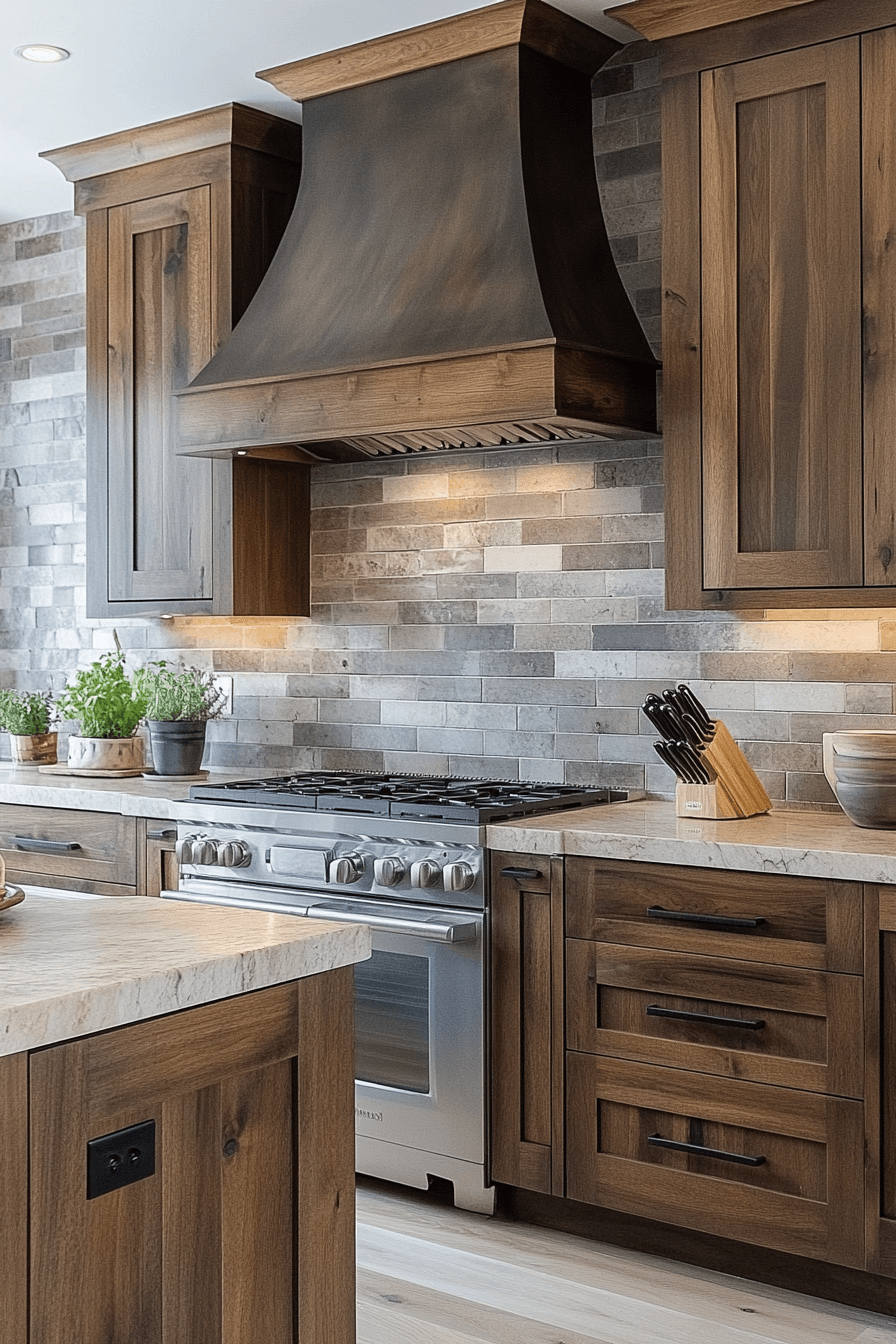 dark stained kitchen cabinets