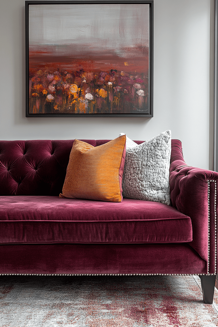 burgundy couch living room