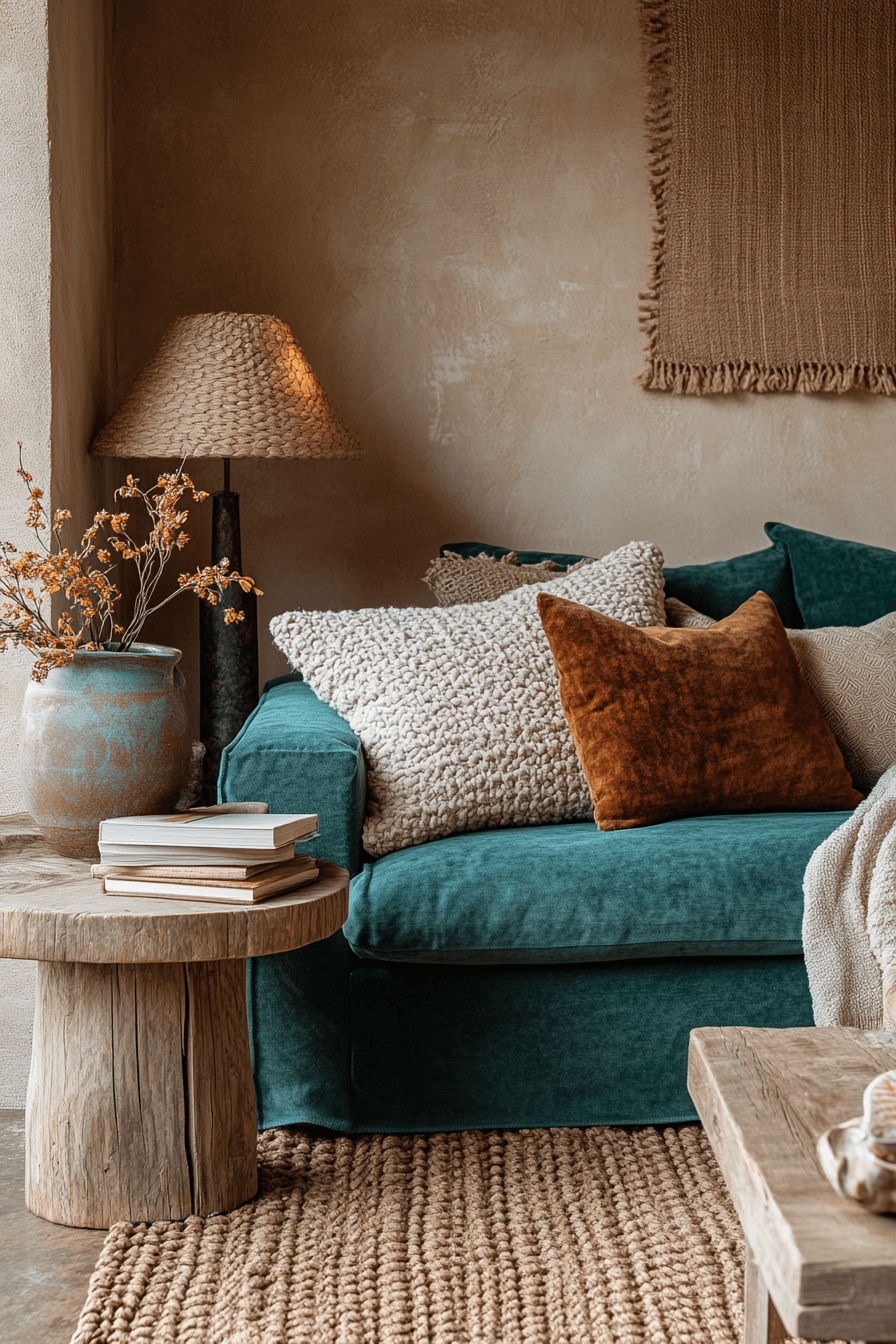 teal couch living room