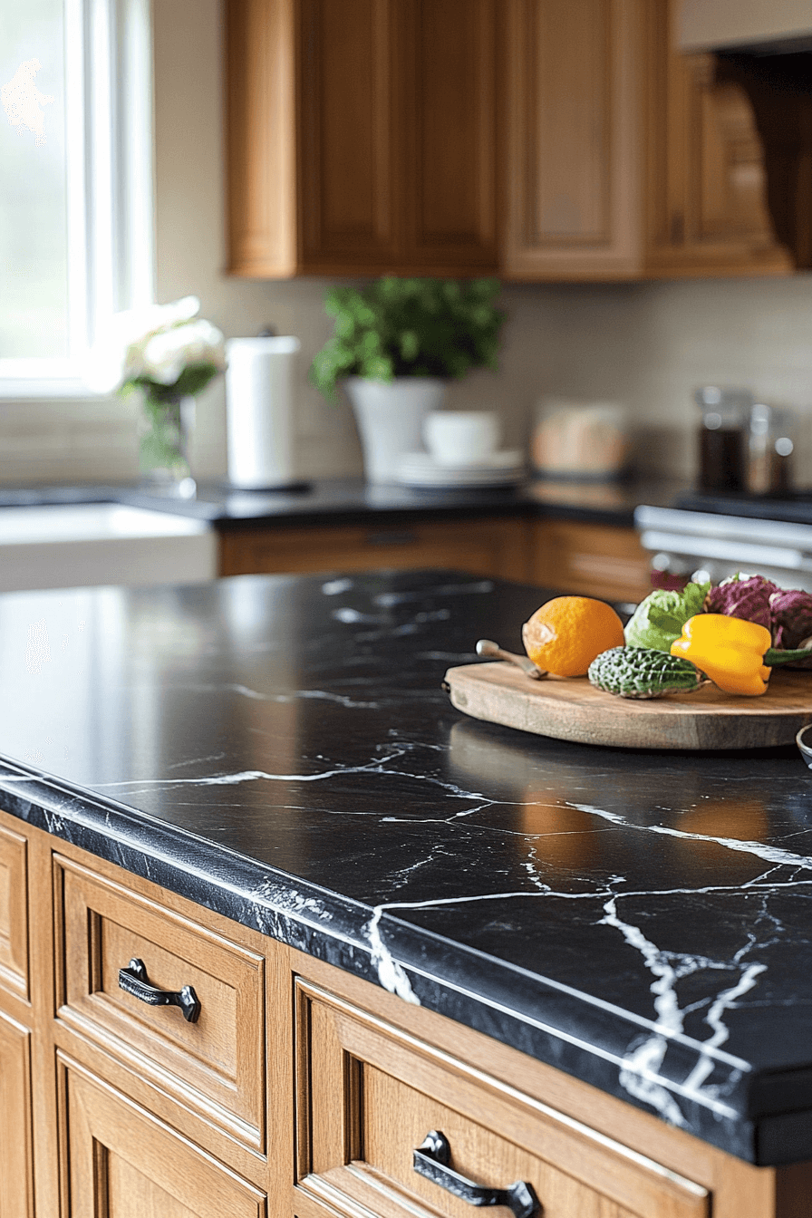 black marble countertops