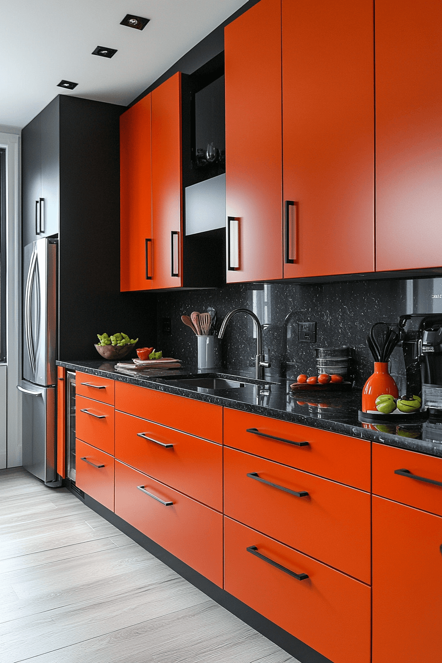 orange kitchen cabinets