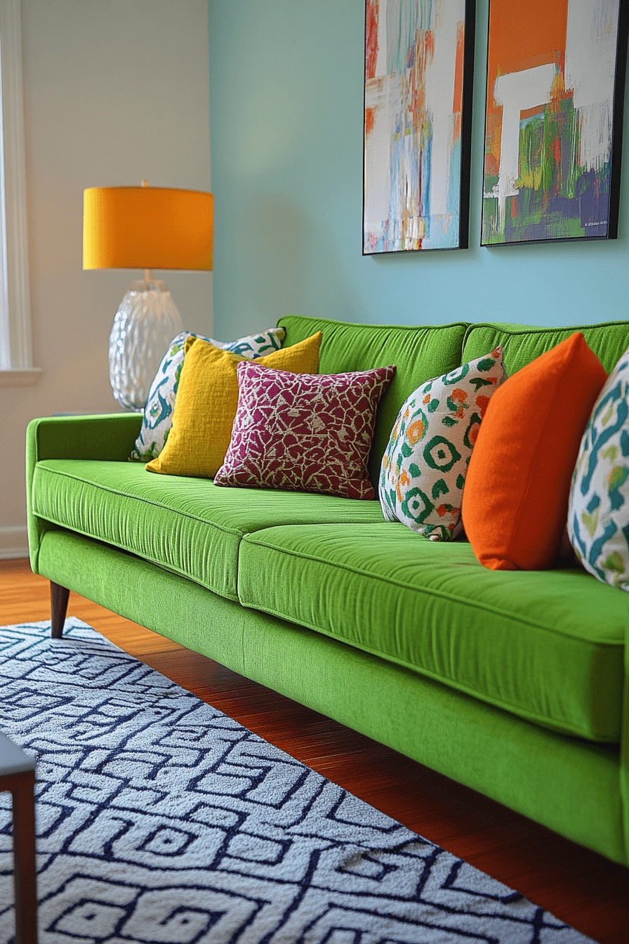 green couch living room ideas