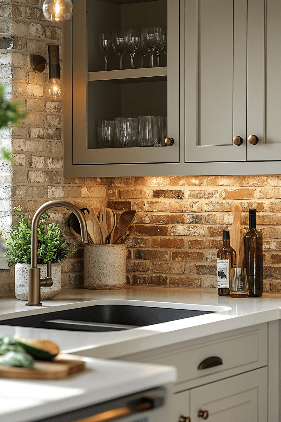 brick backsplash kitchen