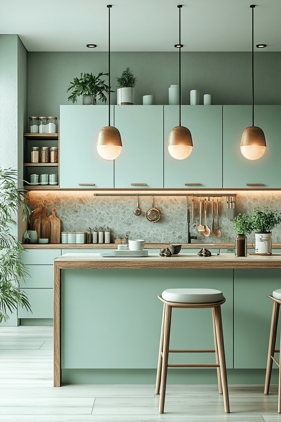 mint green kitchen cabinets
