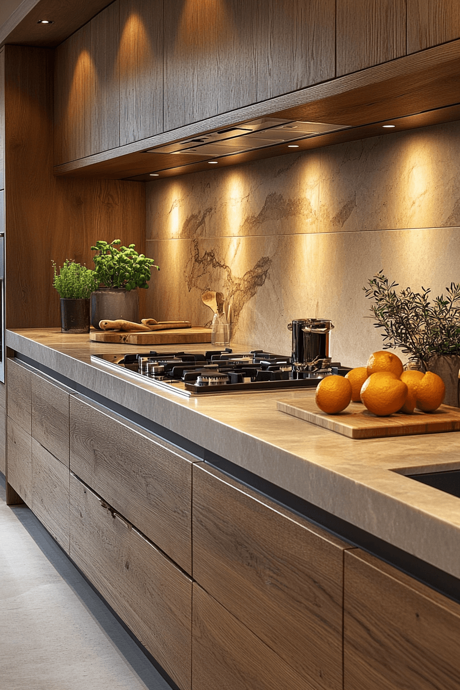 warm wood kitchen cabinets