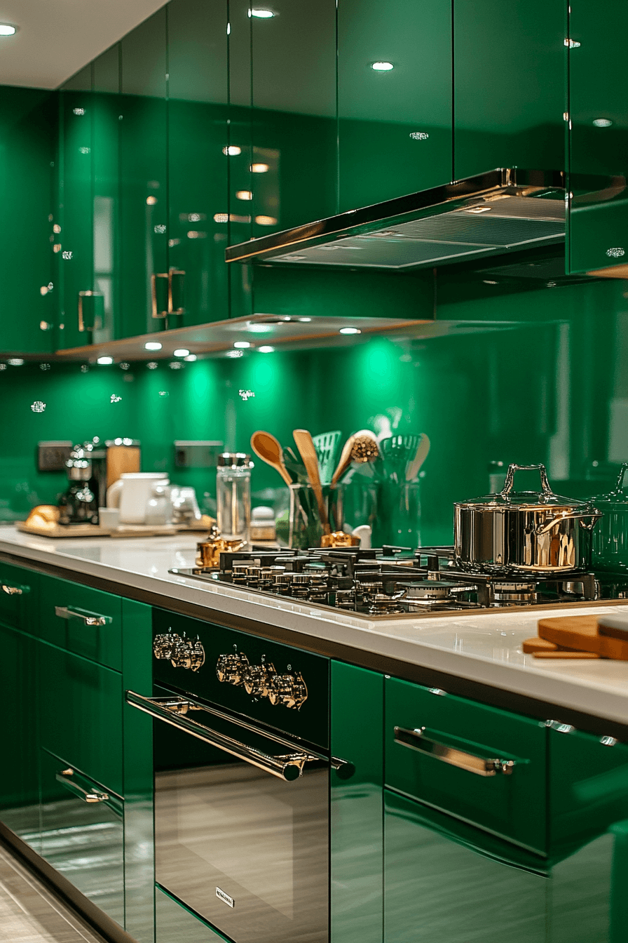 emerald green kitchen cabinets