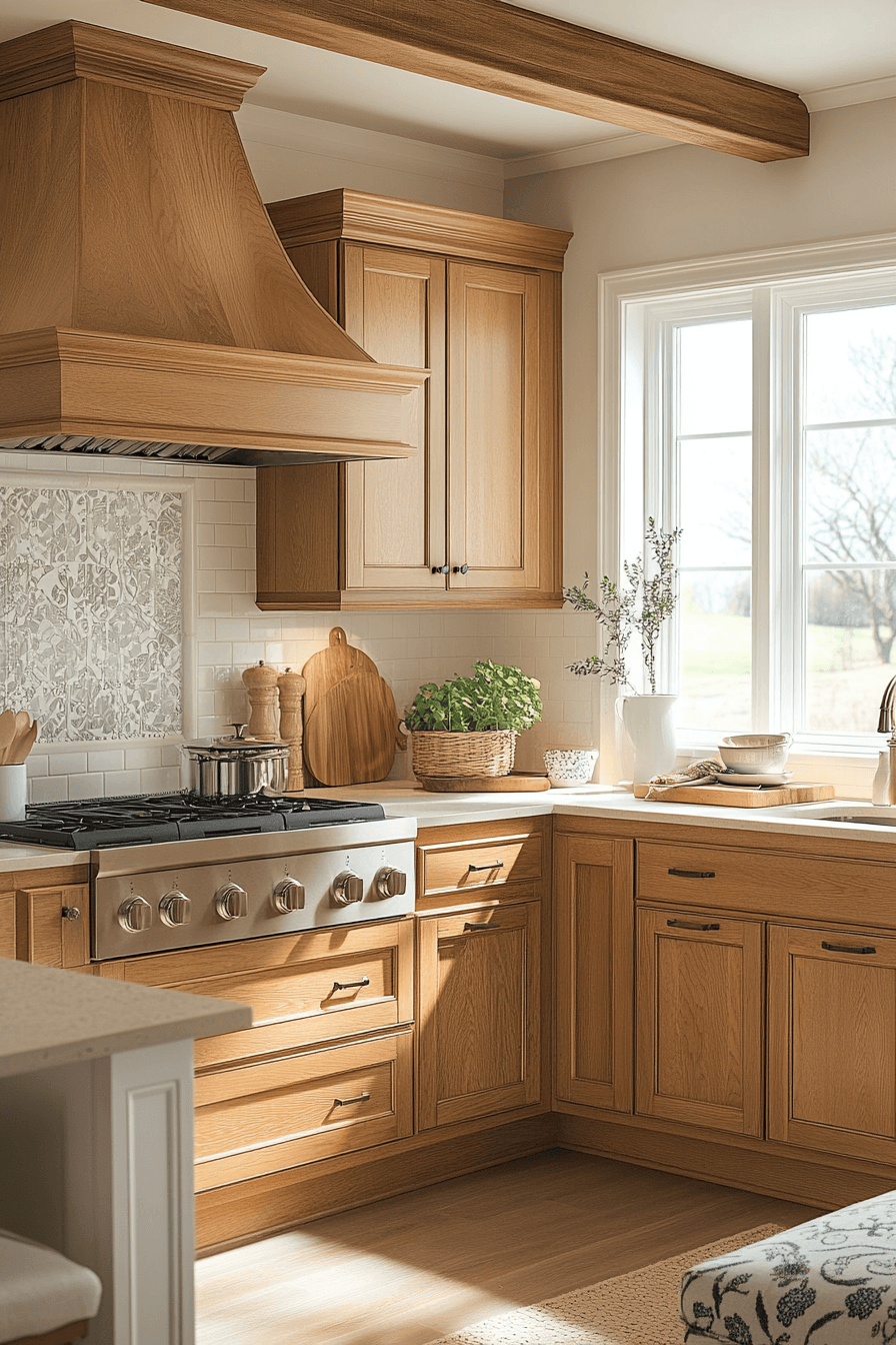29 Golden Oak Kitchen Cabinets That Add Warmth, Glow, and Lasting Style 7 golden oak kitchen cabinets