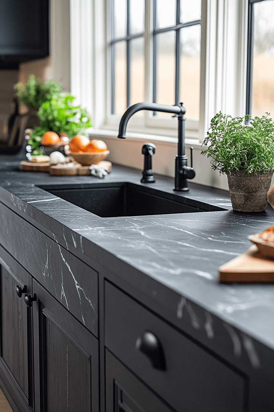black granite countertops kitchen
