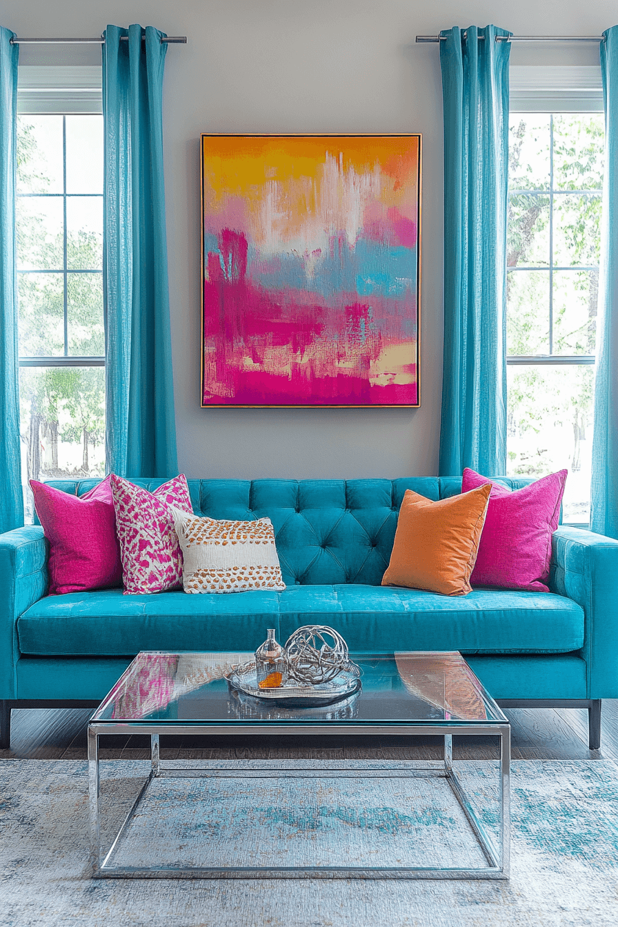 teal couch living room
