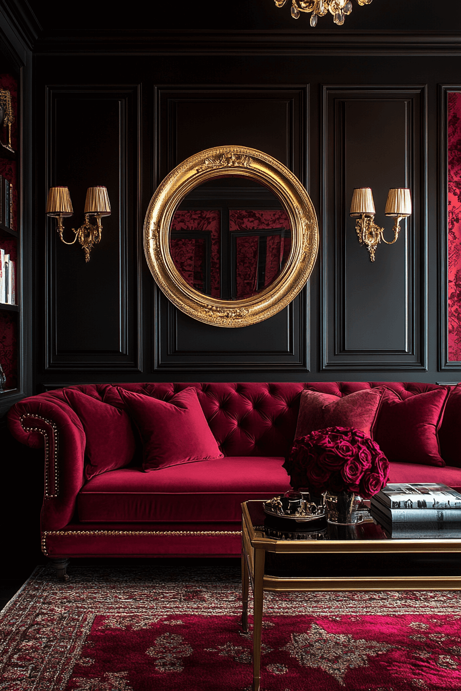 burgundy couch living room
