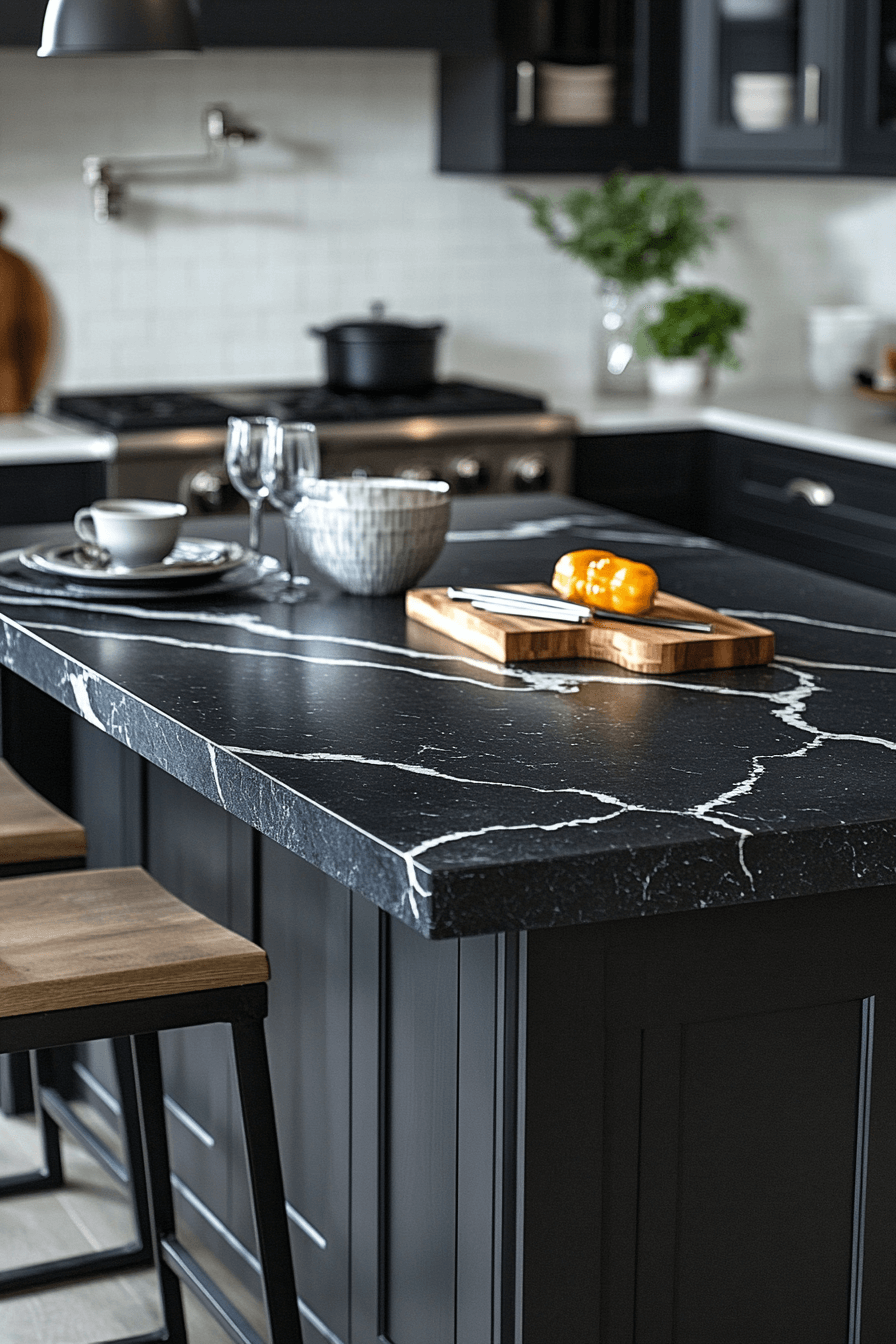 black quartz countertops