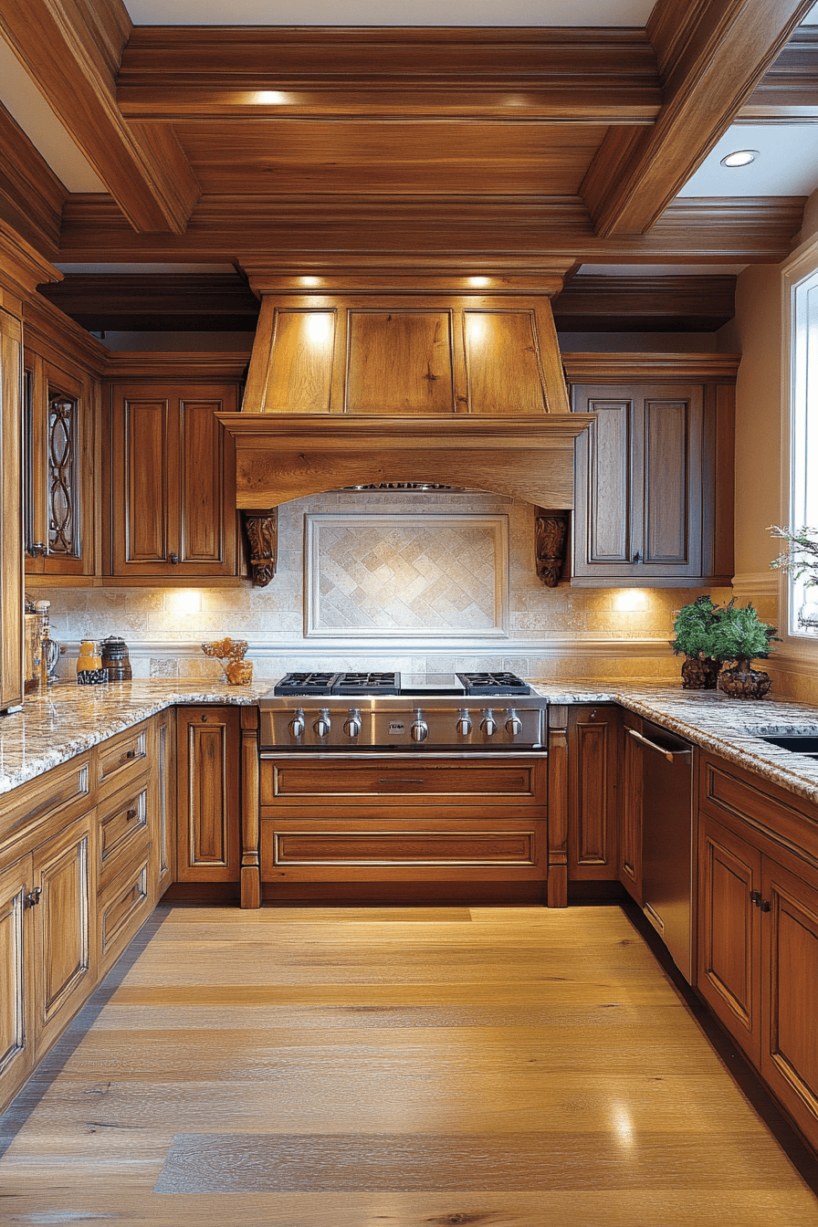 warm wood kitchen cabinets