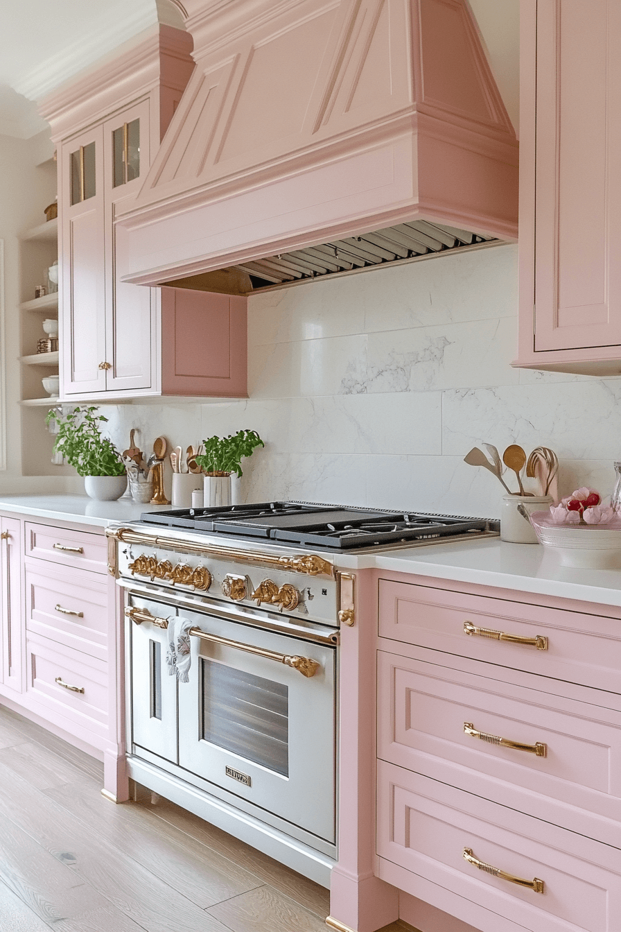 rose gold kitchen cabinets