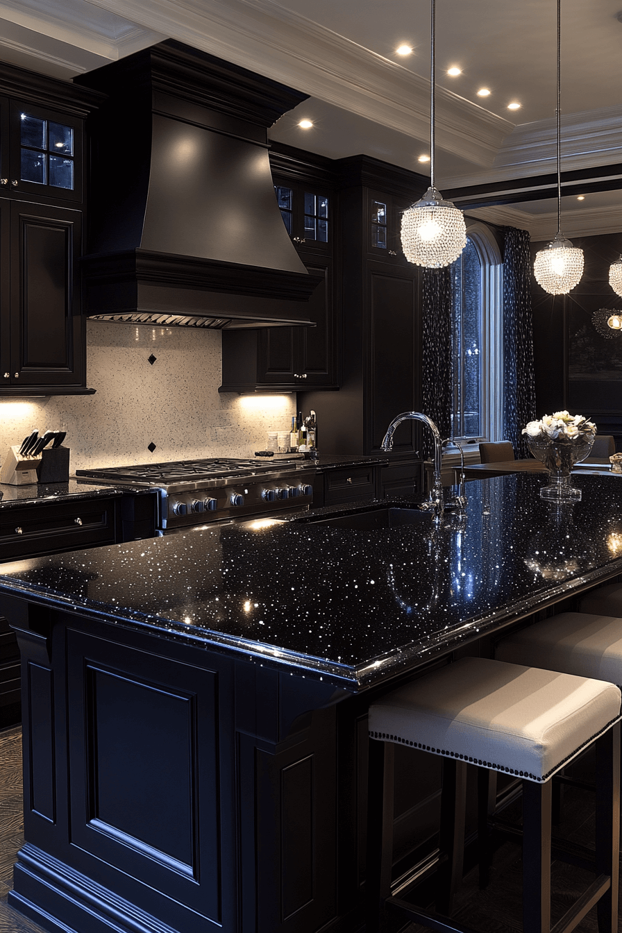 black marble countertops