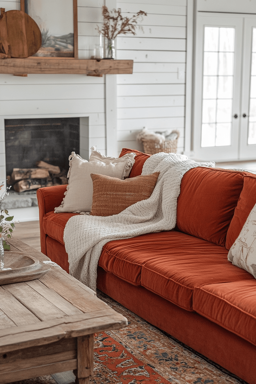 rust couch living room ideas