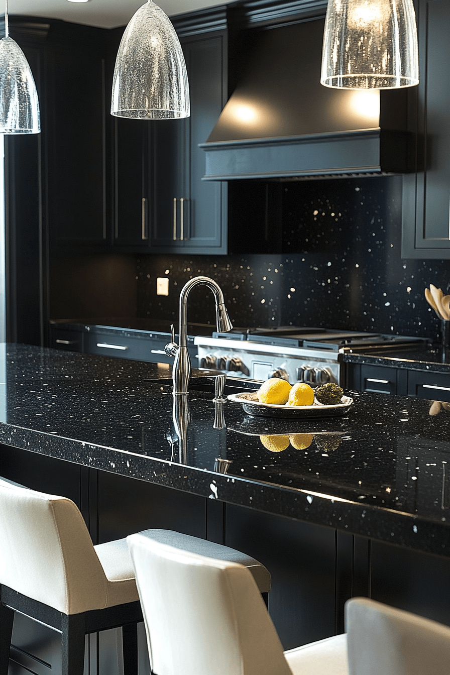 black granite countertops kitchen