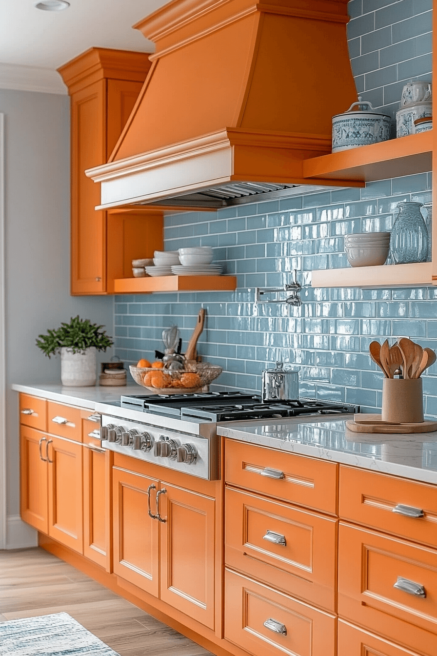 orange kitchen cabinets