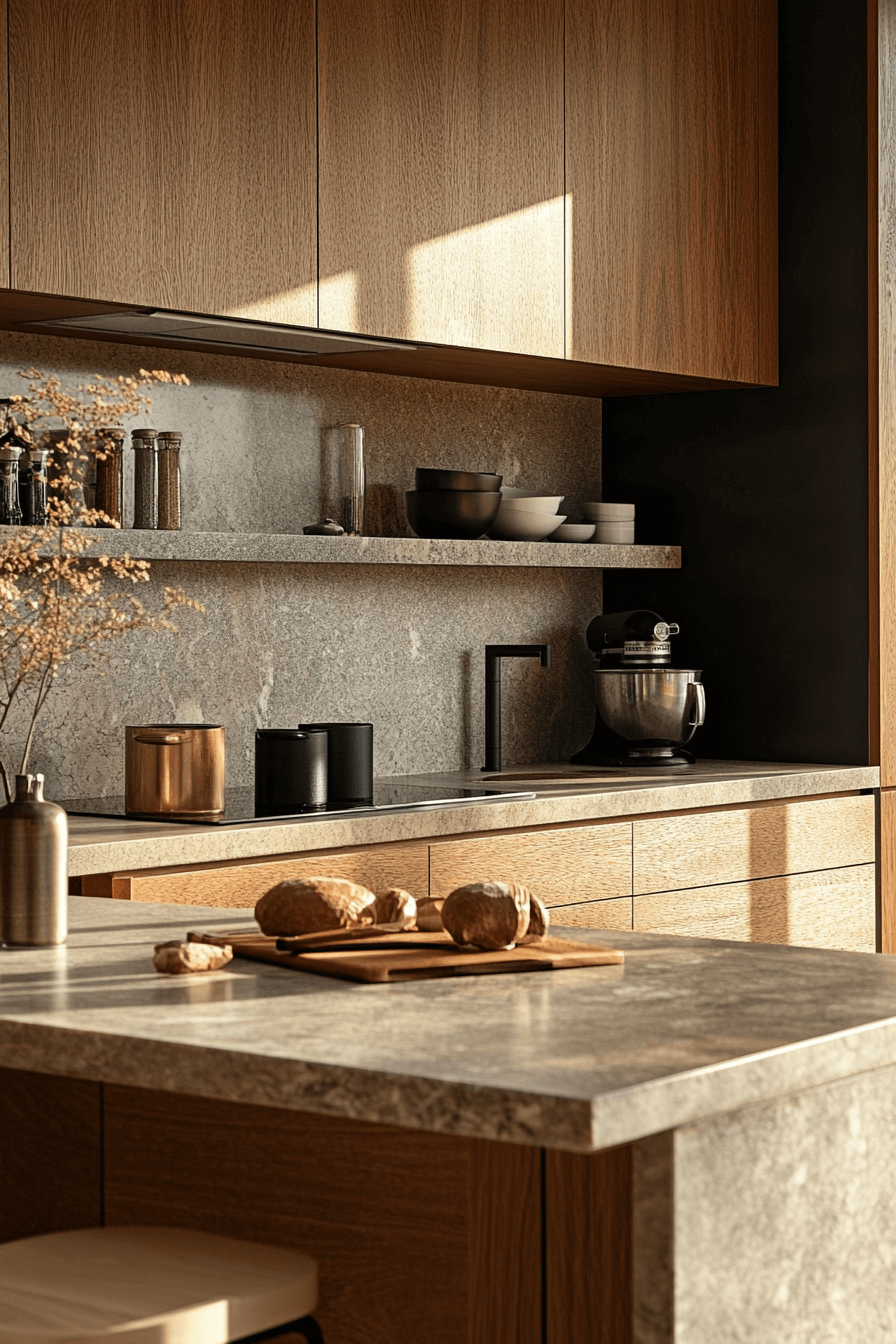 warm wood kitchen cabinets