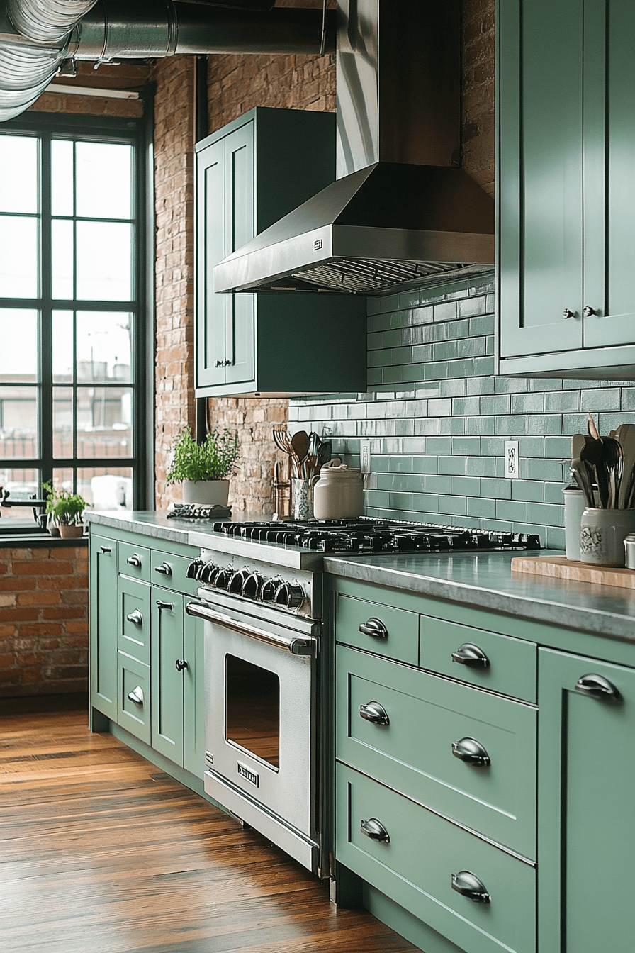 mint green kitchen cabinets