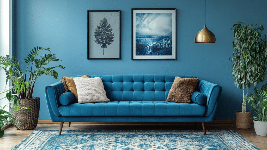 blue couch living room ideas