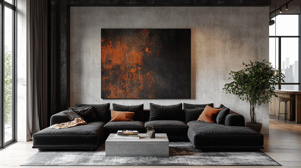 dark couch living room