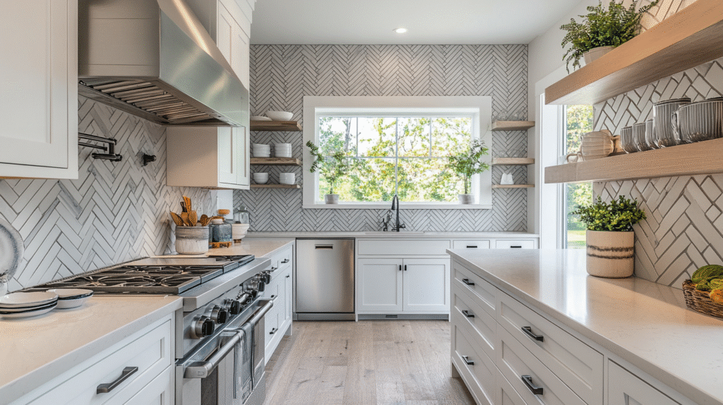 herringbone backsplash
