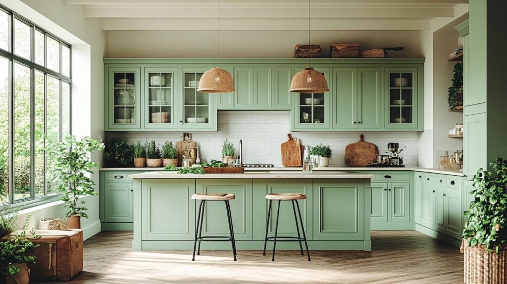 mint green kitchen cabinets
