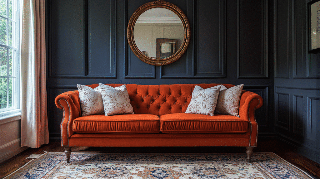 rust couch living room ideas