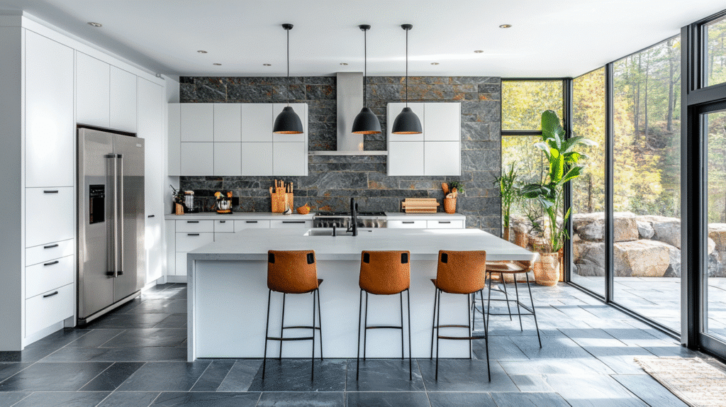 stone backsplash kitchen
