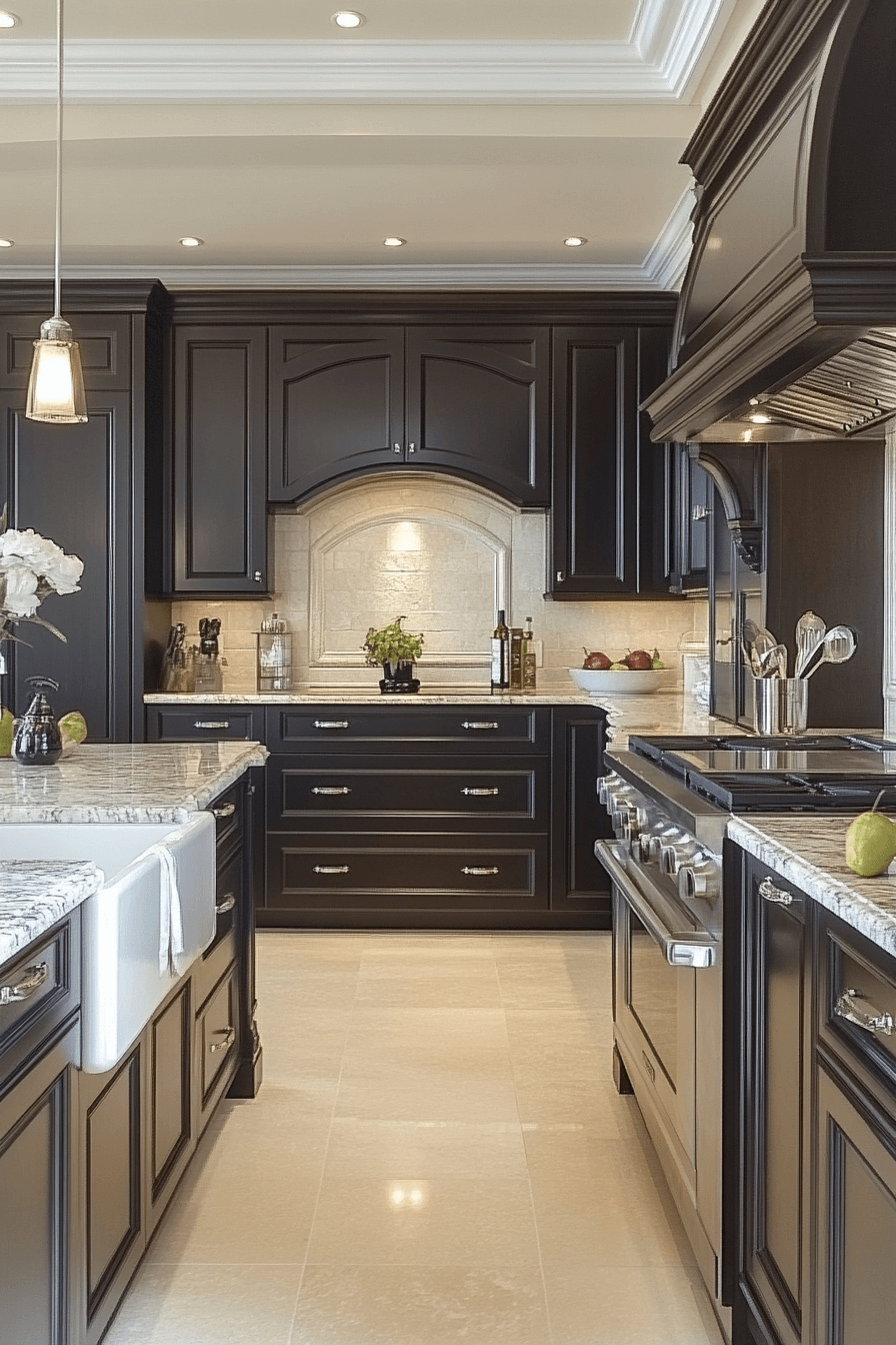 espresso kitchen cabinets