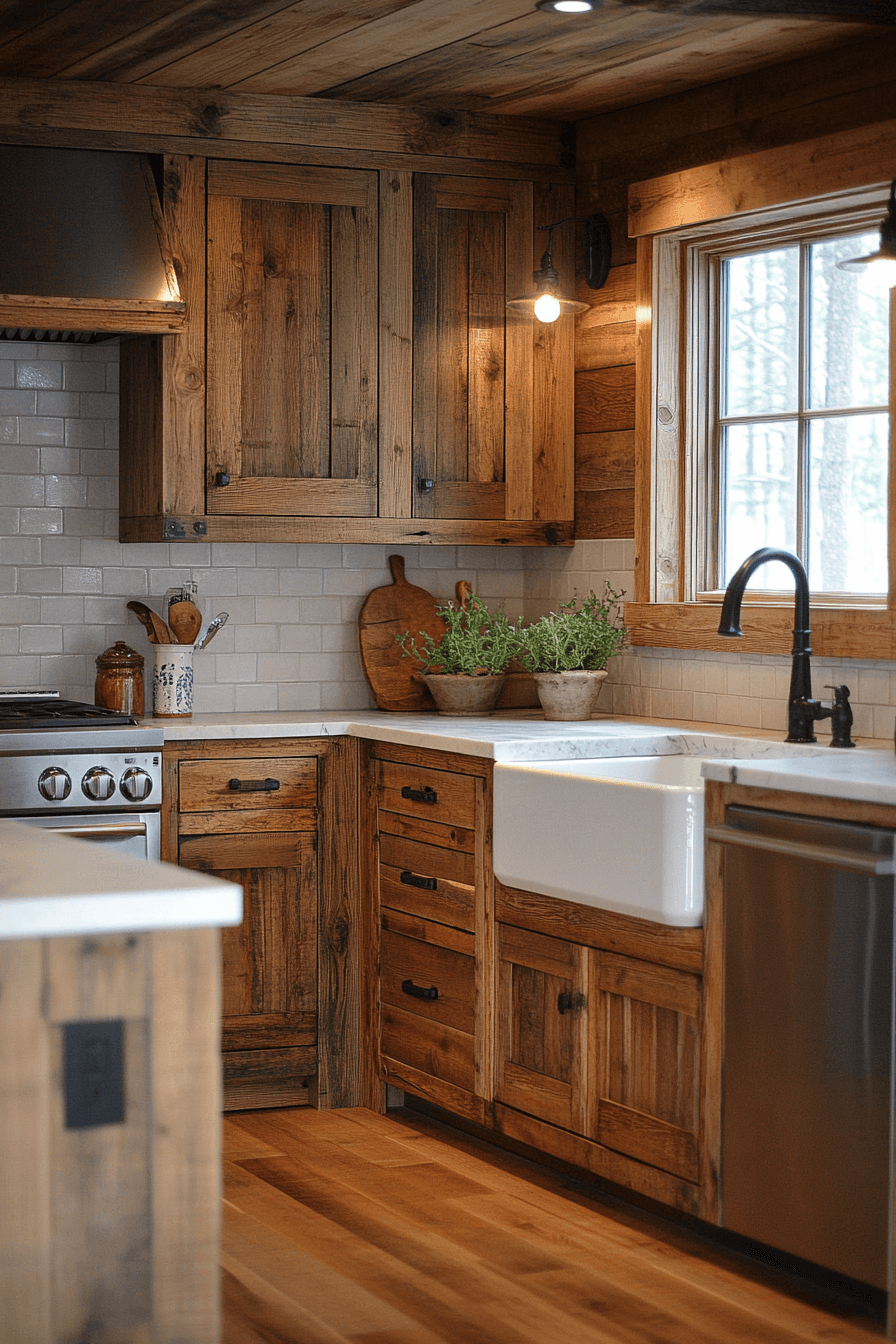 rustic wood kitchen cabinets