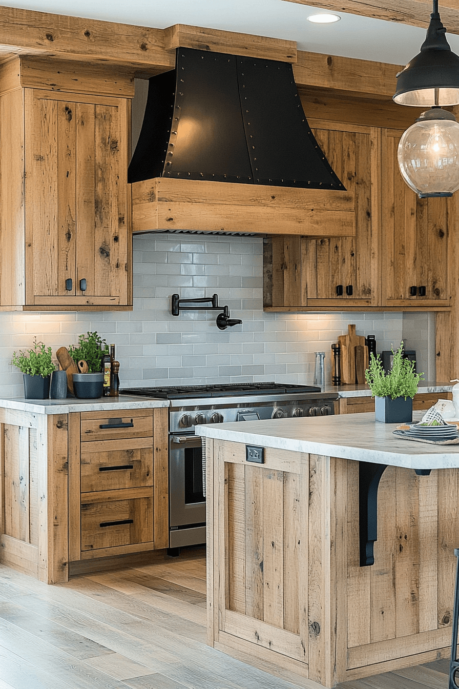 rustic wood kitchen cabinets