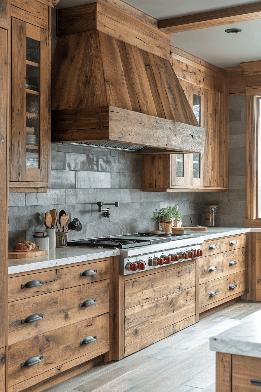 rustic wood kitchen cabinets