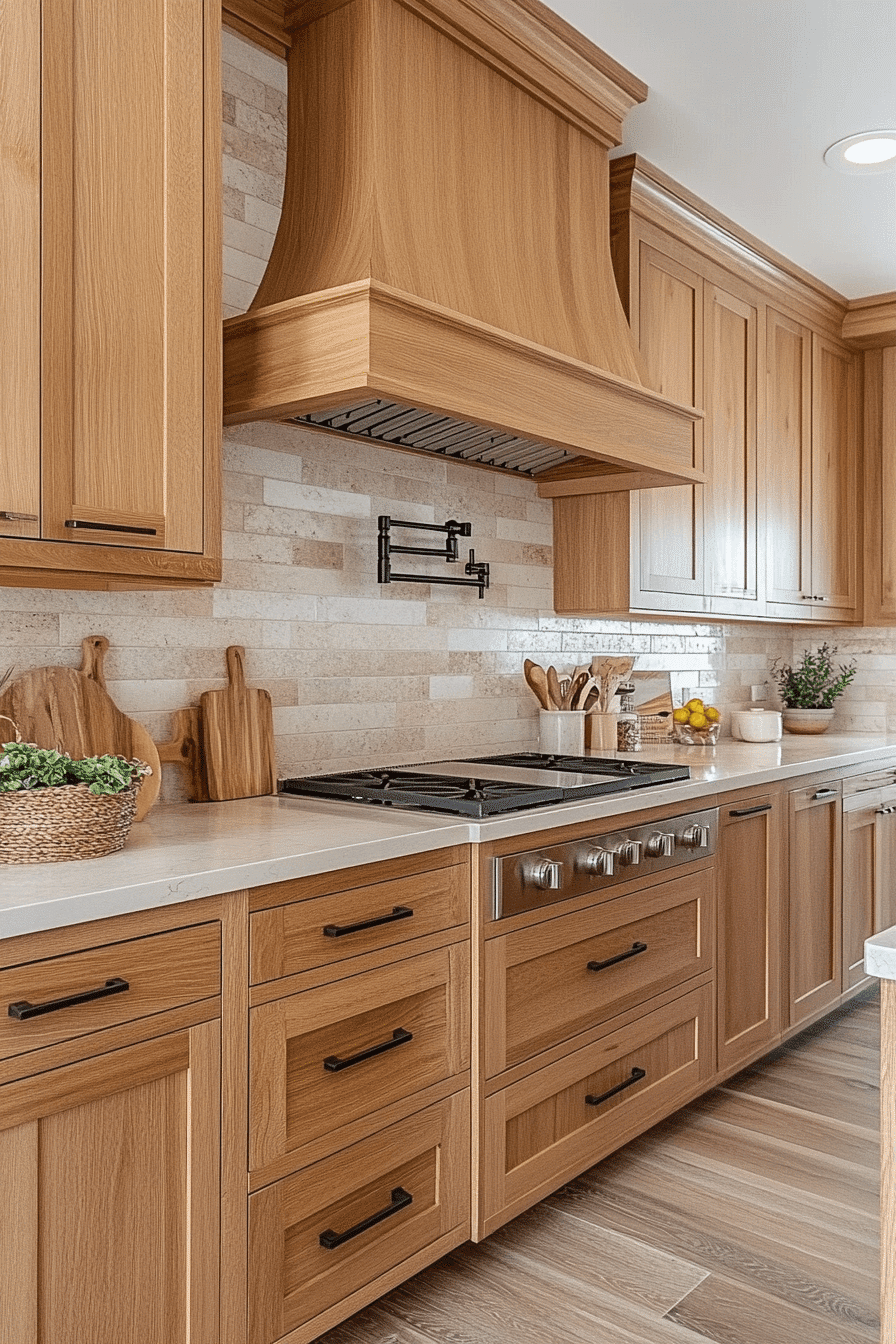 medium wood kitchen cabinets