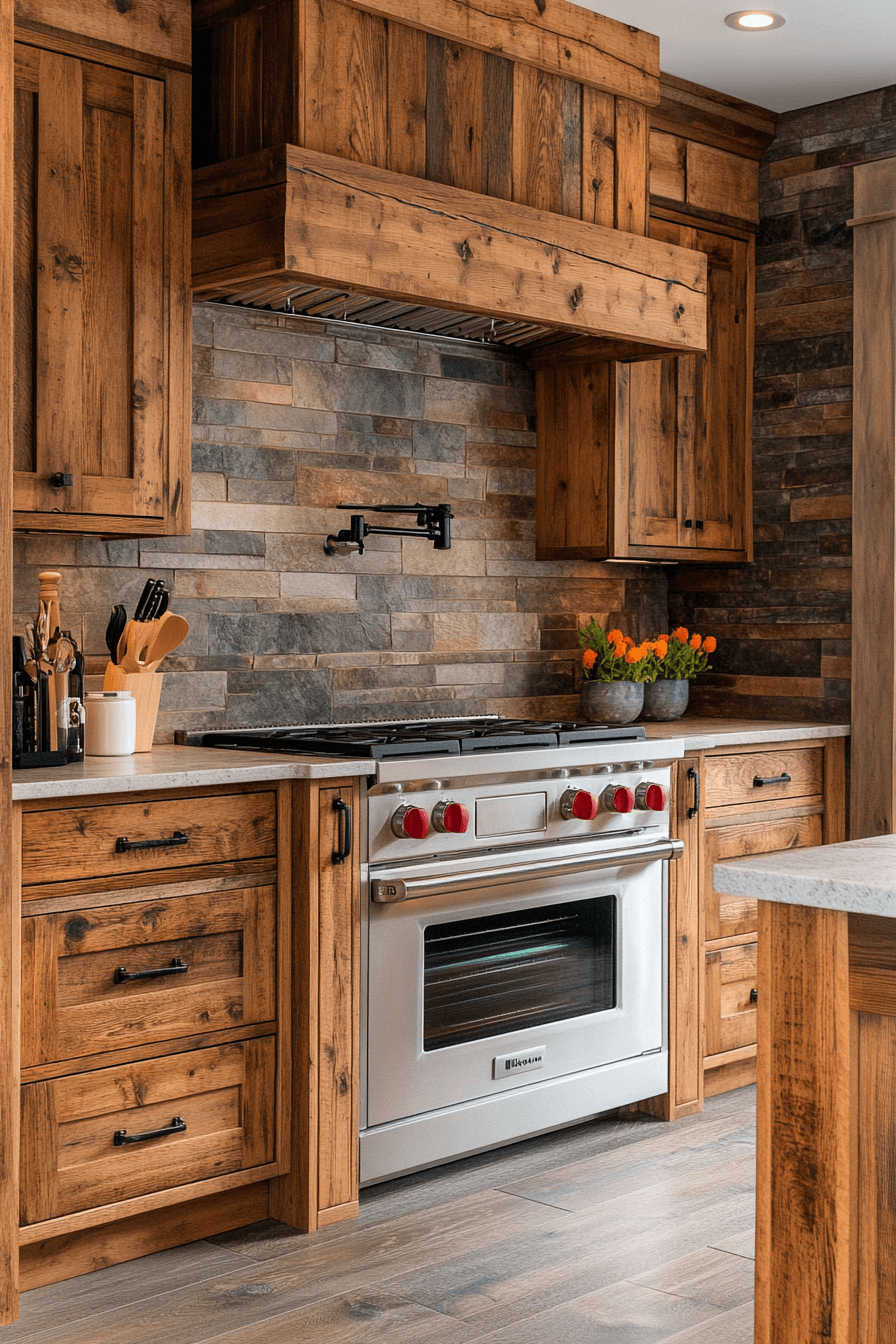 rustic wood kitchen cabinets