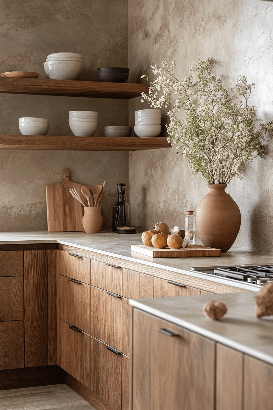 medium wood kitchen cabinets