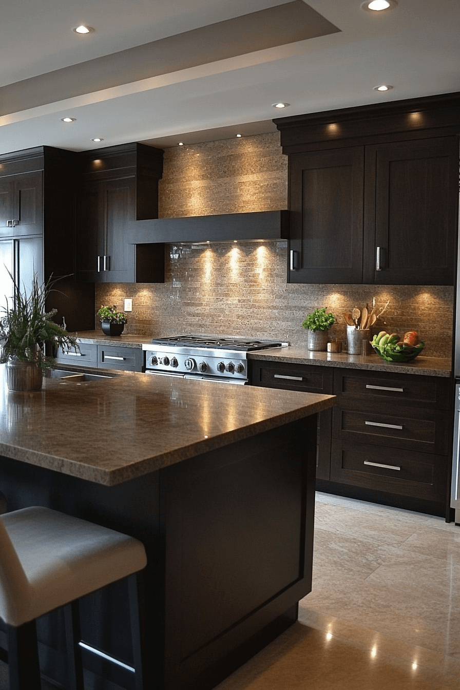 espresso kitchen cabinets