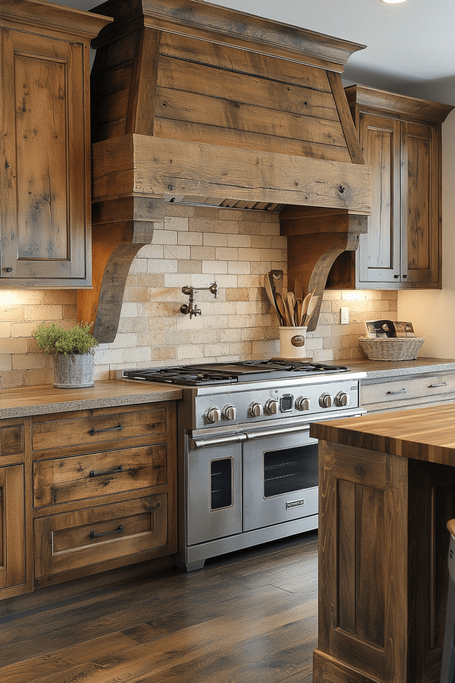 rustic wood kitchen cabinets