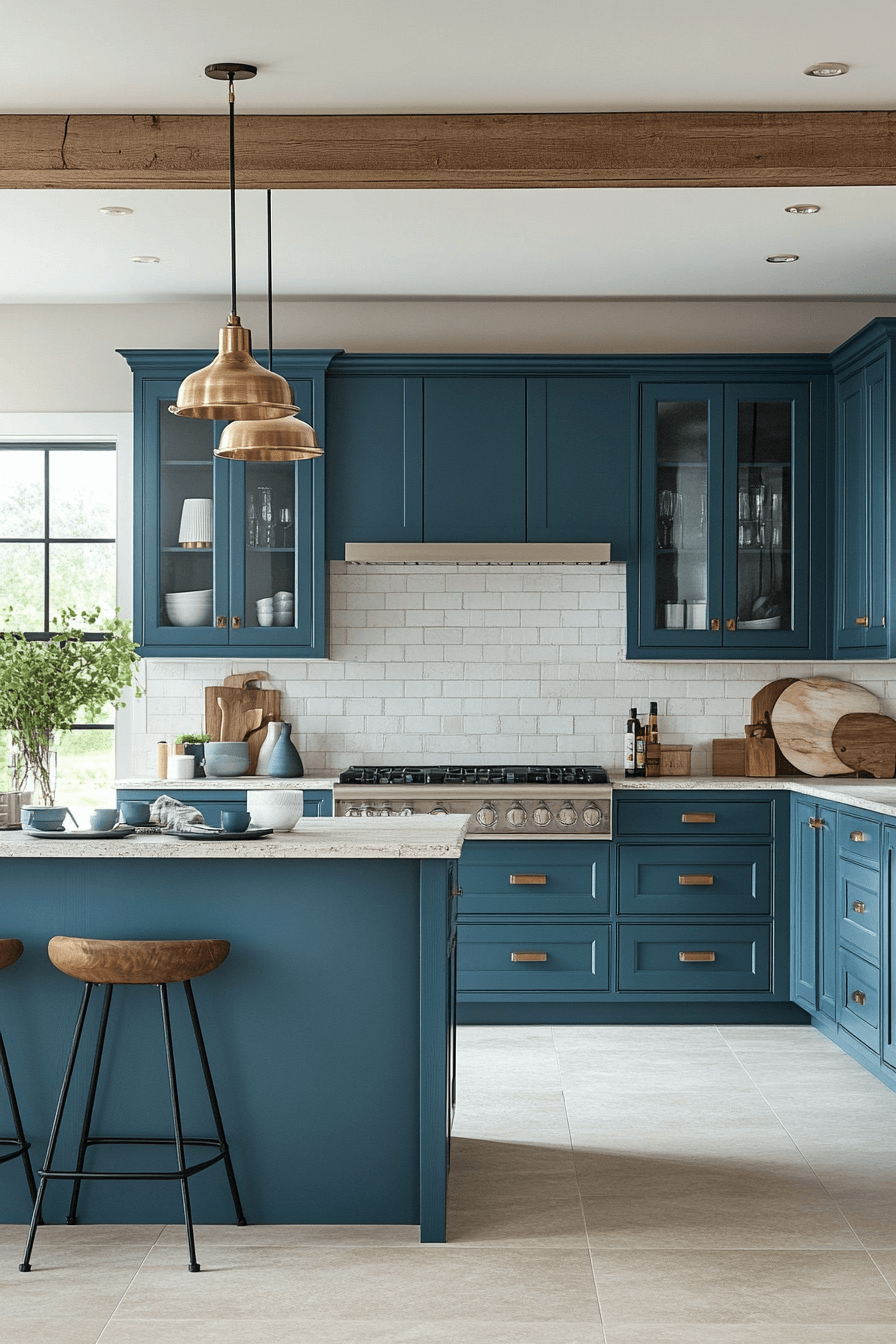 teal kitchen cabinets