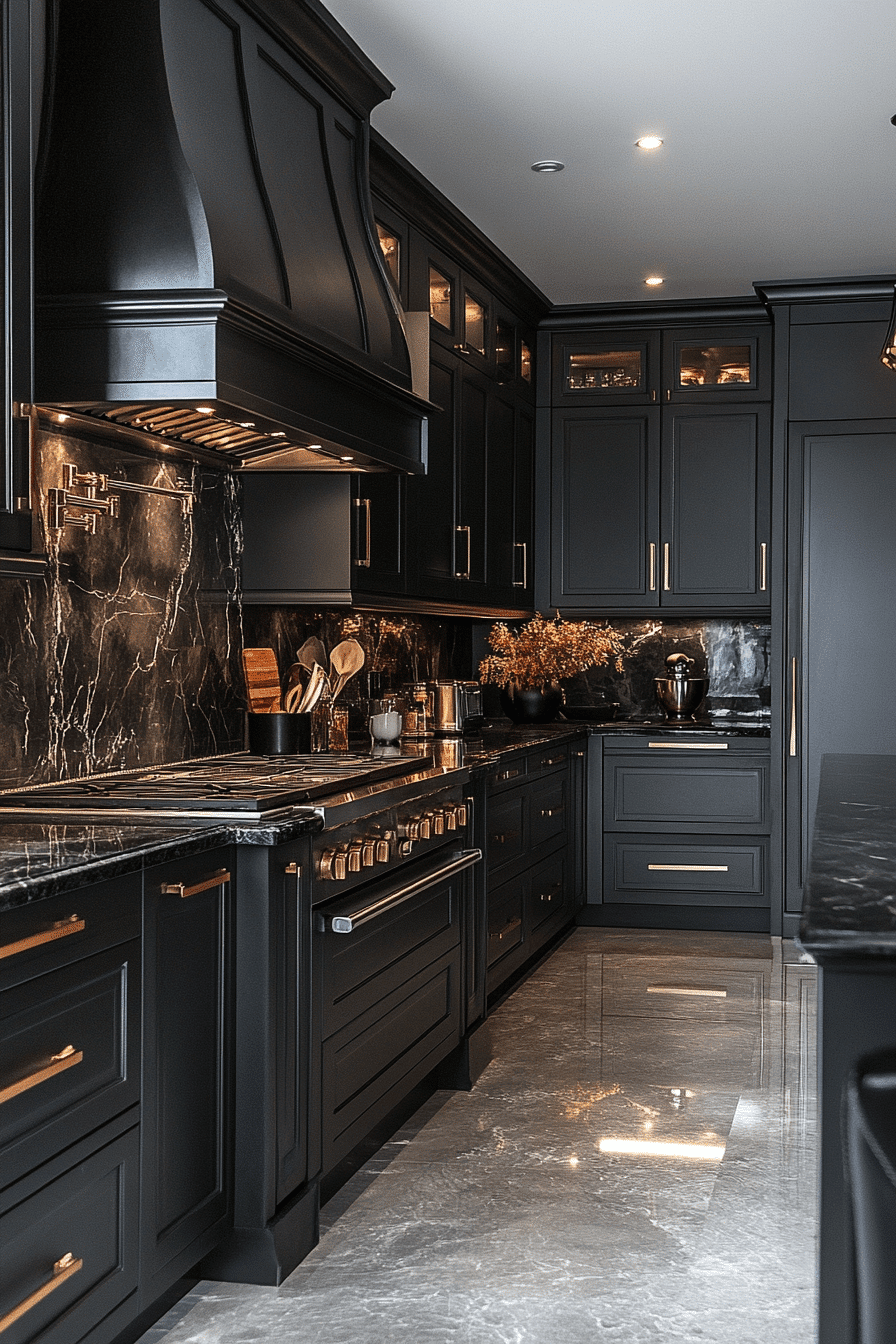dark gray kitchen cabinets