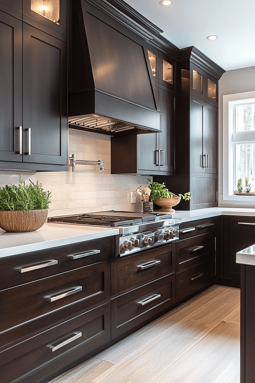 espresso kitchen cabinets