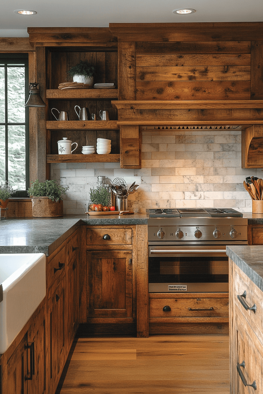 rustic wood kitchen cabinets