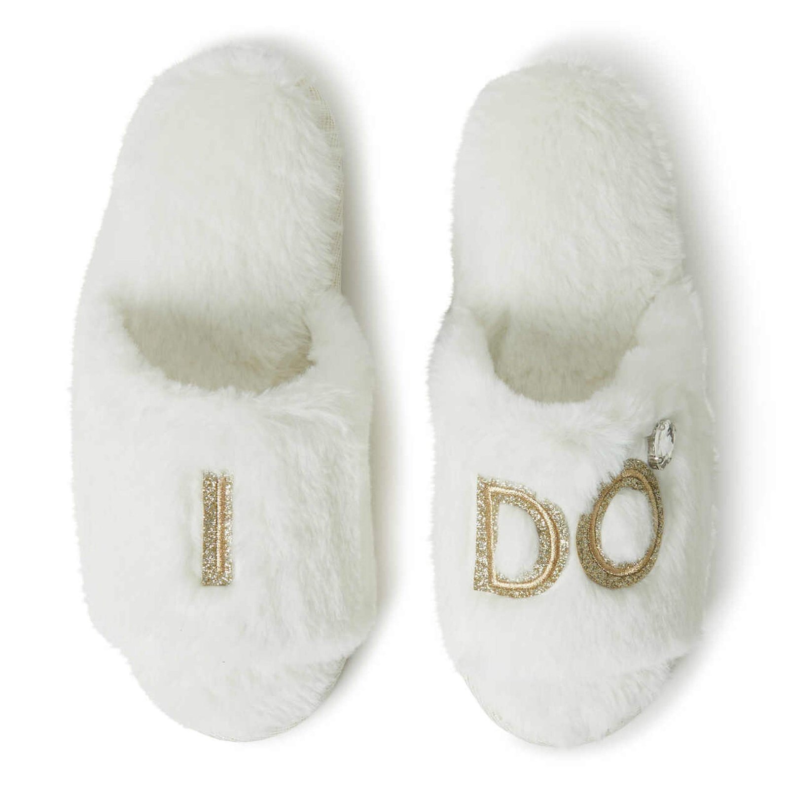 Dearfoams Women's Giftable I Do & I Do Crew Bride Slippers