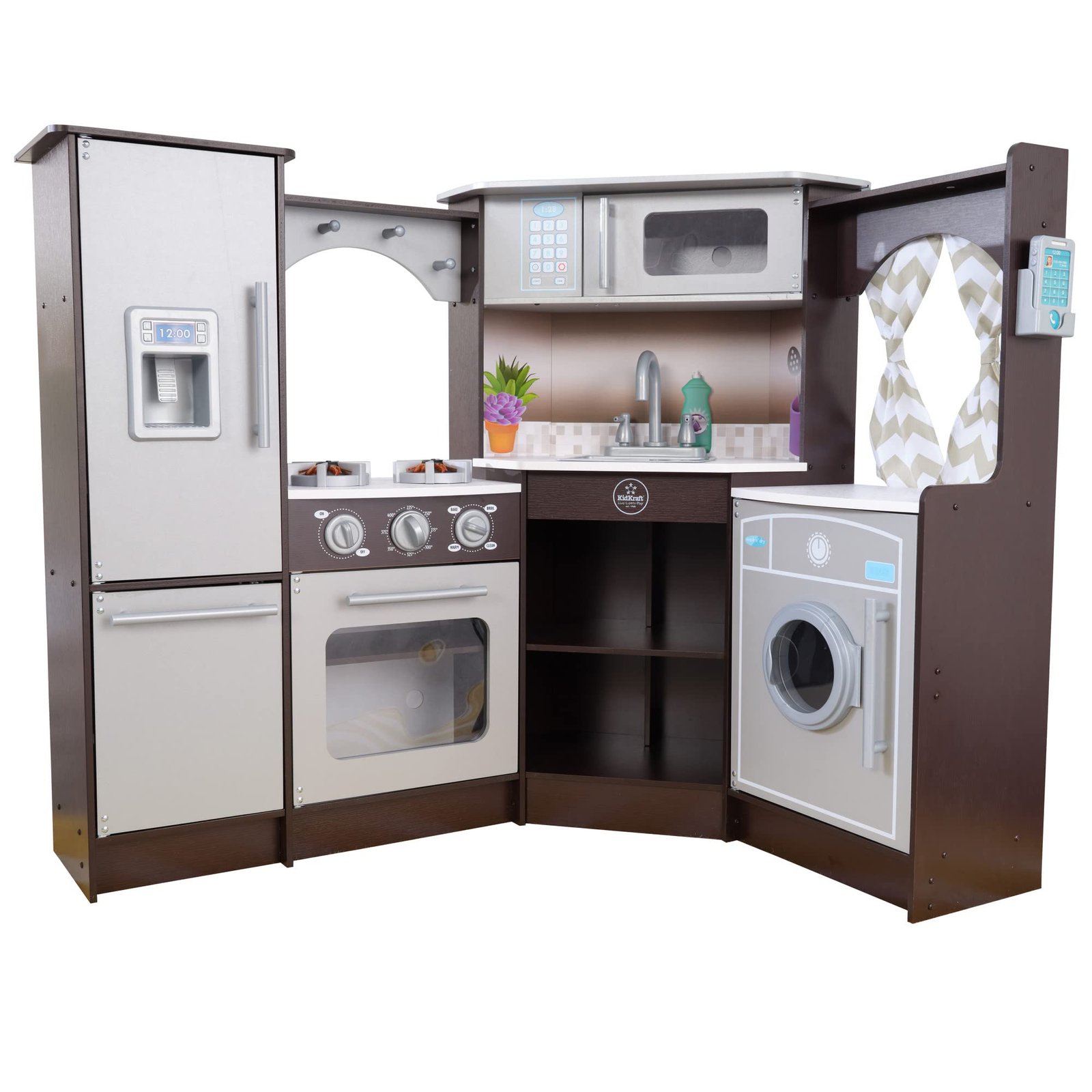 KidKraft Ultimate Corner Wooden Play Kitchen with Lights & Sounds
