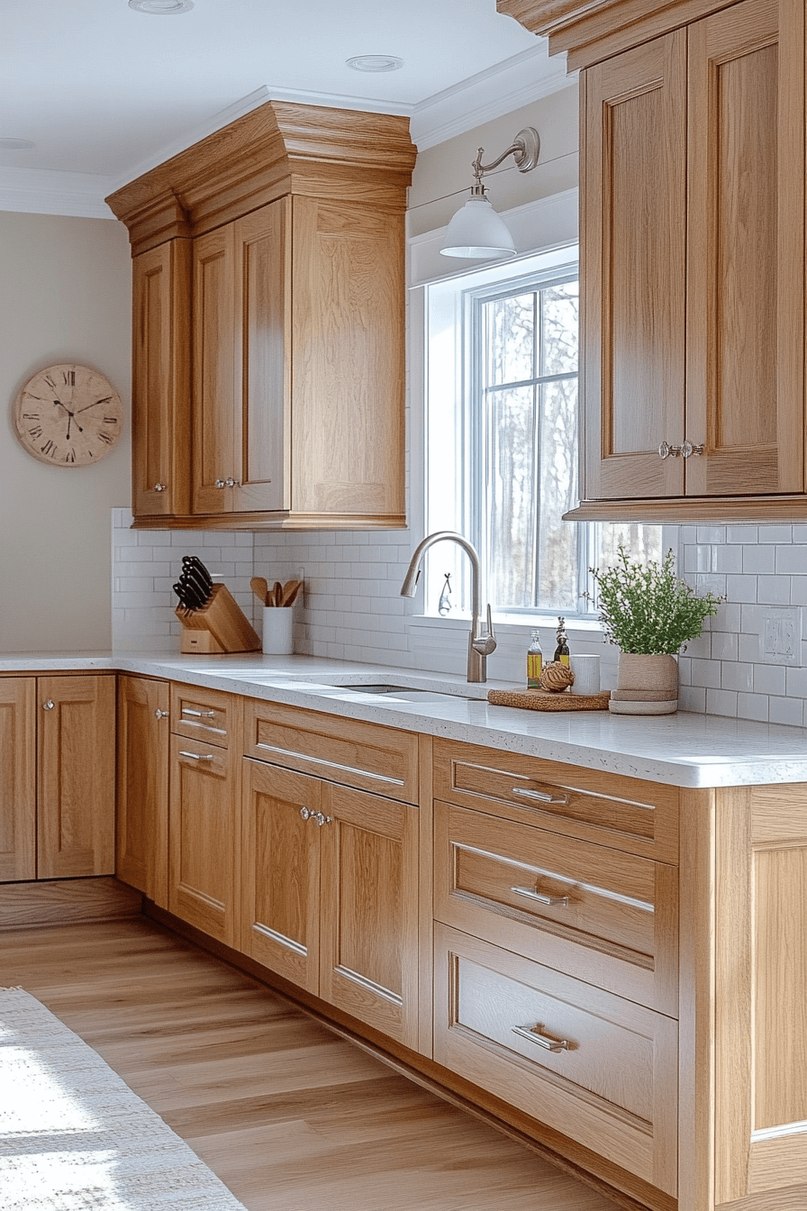 medium wood kitchen cabinets
