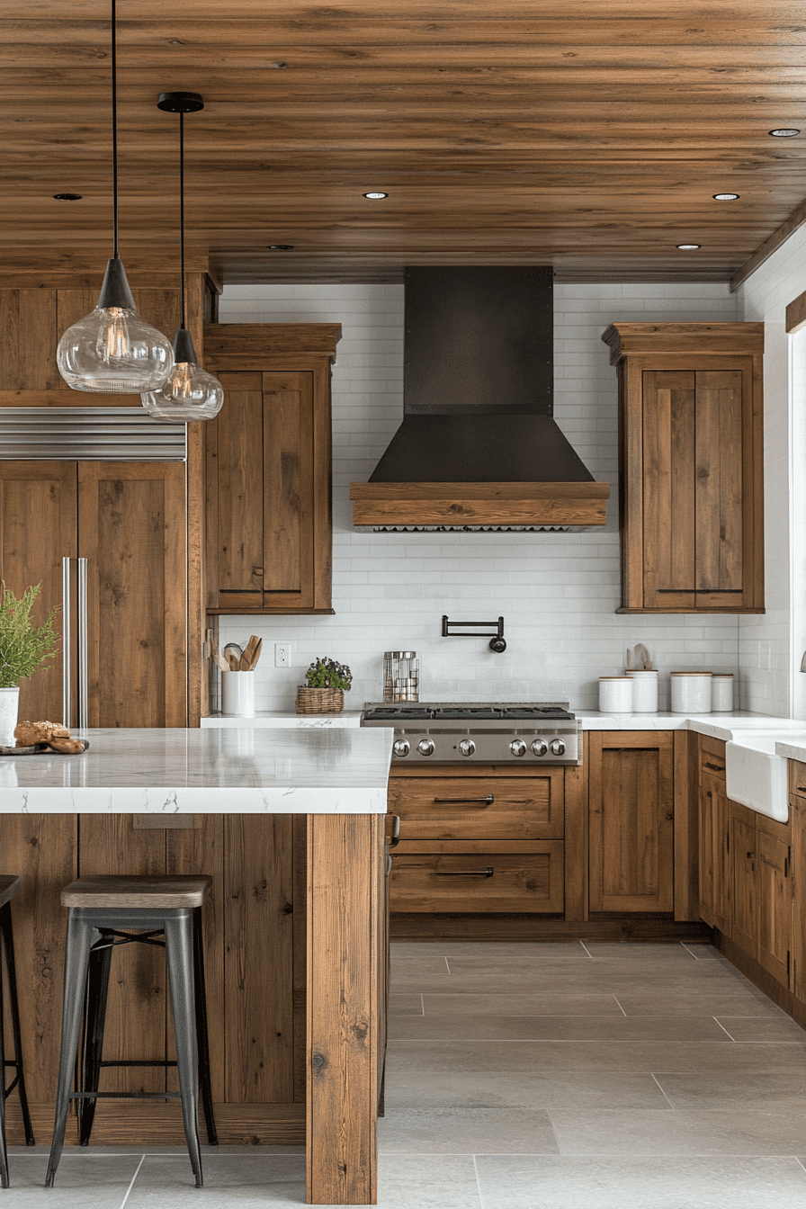 rustic wood kitchen cabinets