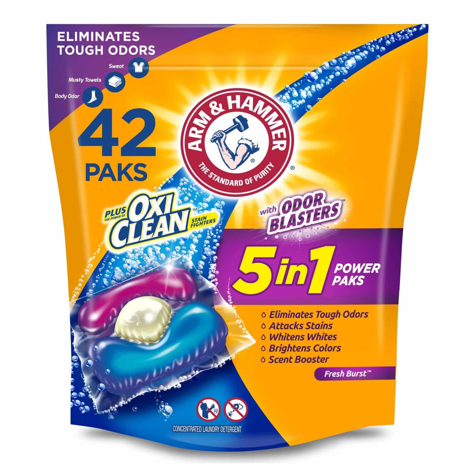 Arm & Hammer Plus OxiClean With Odor Blasters Laundry Detergent 5-IN-1 Power Paks