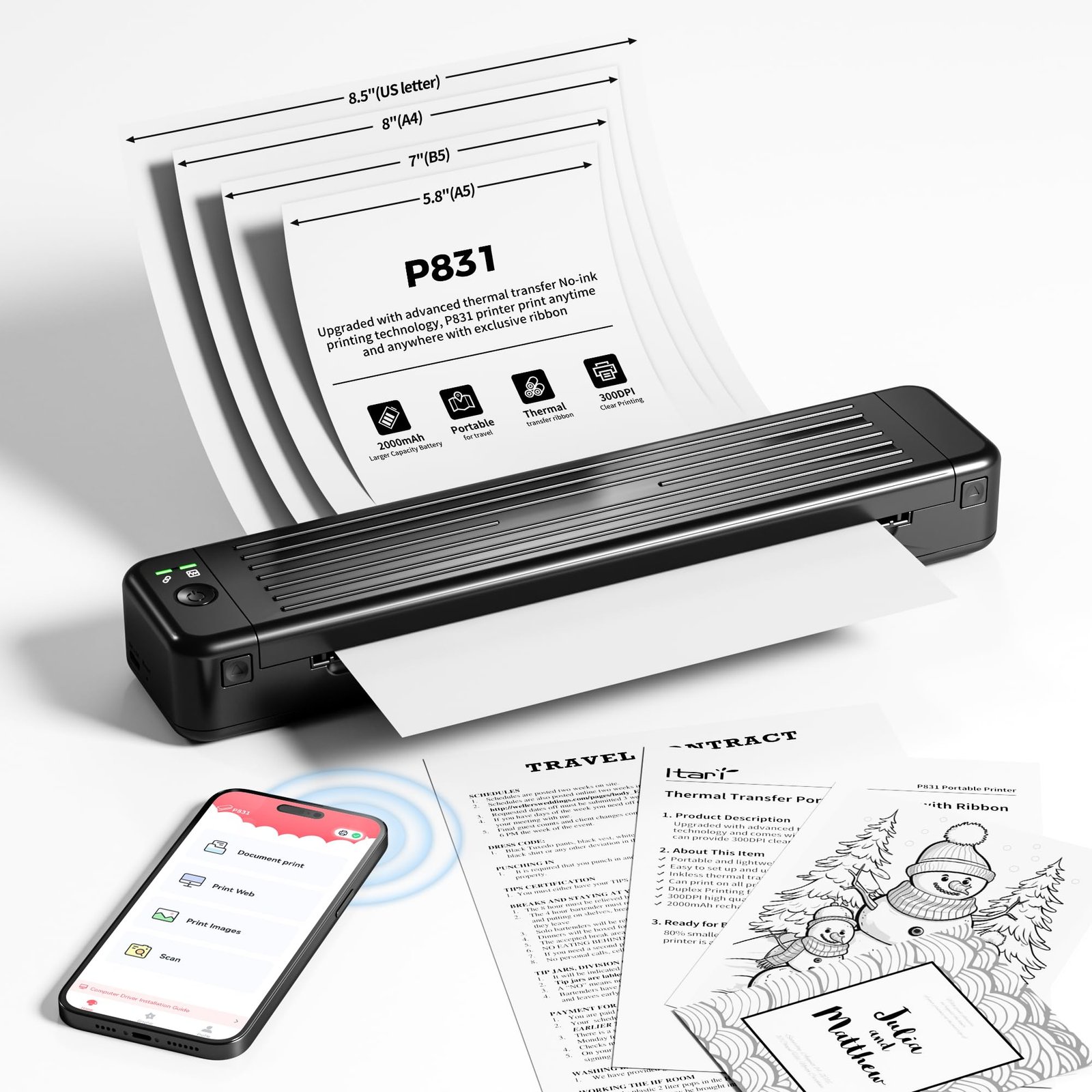 Itari Portable Printers Wireless for Travel